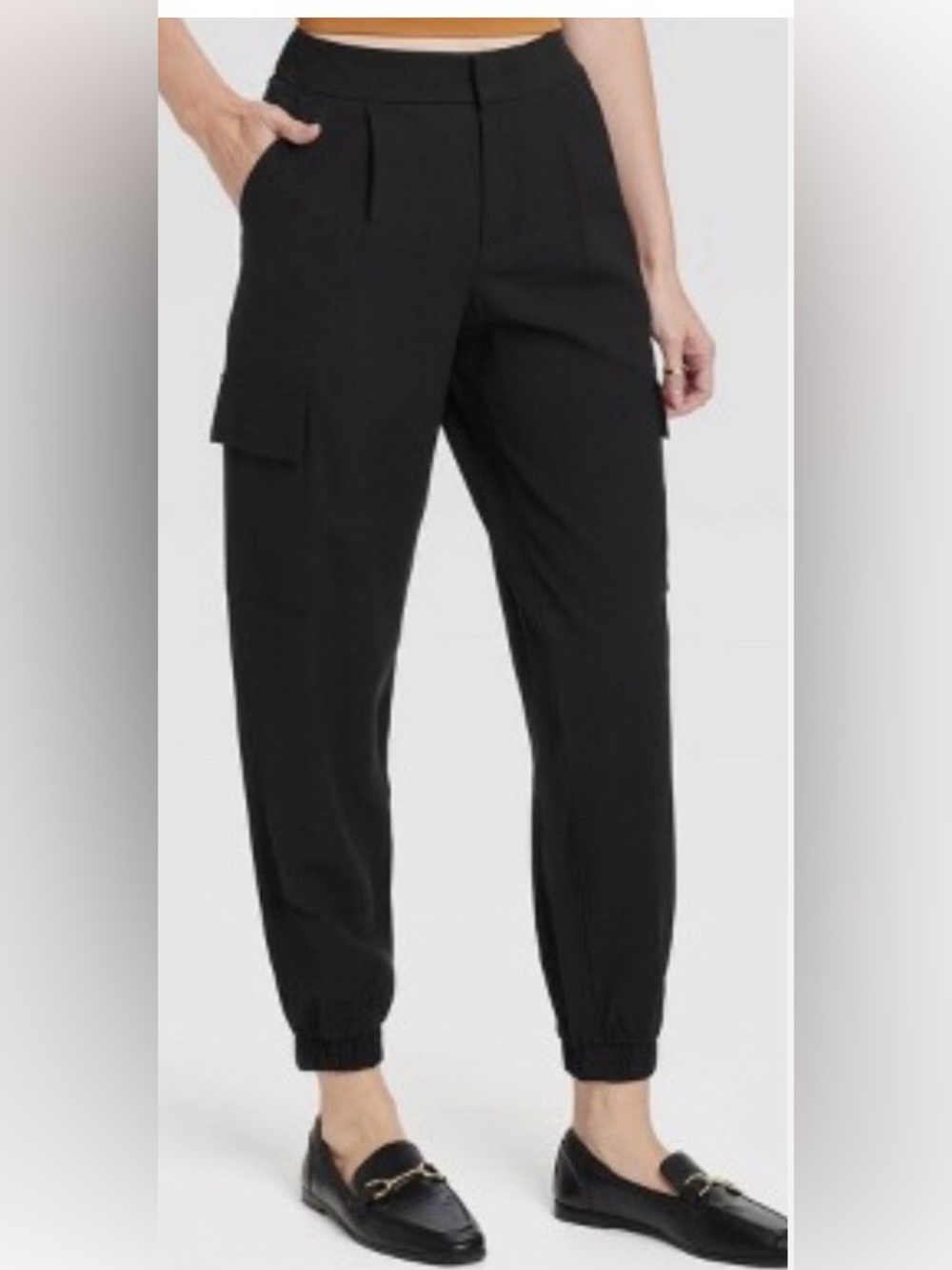 a new day Black Cargo Pants with Elastic Cuffs 574